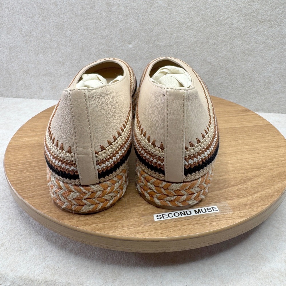 Ulla Johnson Espadrille Platform Flats Leather Woven Cream Size 38.5 8 - Picture 5 of 11